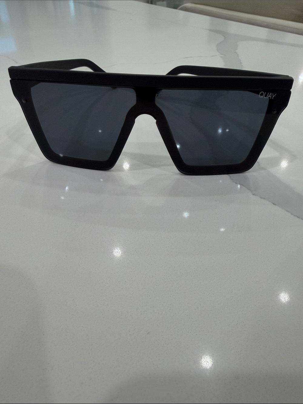 Quay Oversized Flat Top Black Sunglasses